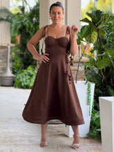 Load image into Gallery viewer, &quot;Emilie&quot; Bustier Shoulder Tie Midi Dress
