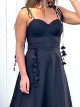 Load image into Gallery viewer, &quot;Emilie&quot; Bustier Shoulder Tie Midi Dress

