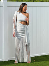 Load image into Gallery viewer, Claire&quot; One side Off shoulder, long sleeve , Ruched Detail On stomach area , Slit On the back
