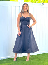 Load image into Gallery viewer, &quot;Emilie&quot; Bustier Shoulder Tie Midi Dress
