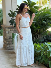 Load image into Gallery viewer, &quot;Chiara&quot; Eyelet Button Down Crop Top And Matching Maxi Skirt Set
