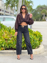 Load image into Gallery viewer, &quot;Anabelle&quot; Long Sleeve Crop Top, Ties In The Front
