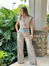 Load image into Gallery viewer, &quot;Camille&quot; Denim Waistband Pants And Vest Set
