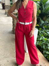 Load image into Gallery viewer, &quot;Hanna&quot; Folded Waistband Pants And Vest Set
