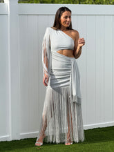 Load image into Gallery viewer, Claire&quot; One side Off shoulder, long sleeve , Ruched Detail On stomach area , Slit On the back

