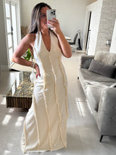 Load image into Gallery viewer, Halter Fringe Details Maxi Linen Dress
