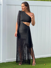 Load image into Gallery viewer, &quot;Claire&quot; One side Off shoulder, long sleeve , Ruched Detail On stomach area , Slit On the back
