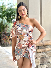 Load image into Gallery viewer, &quot;Rebecca&quot;  Printed One Shoulder Wrap Mini Dress
