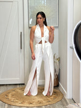 Load image into Gallery viewer, “Hanna&quot; Halter Tie Front Split Jumpsuit
