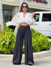 Load image into Gallery viewer, &quot;Anabelle&quot; Long Sleeve Crop Top, Ties In The Front
