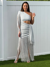 Load image into Gallery viewer, Claire&quot; One side Off shoulder, long sleeve , Ruched Detail On stomach area , Slit On the back
