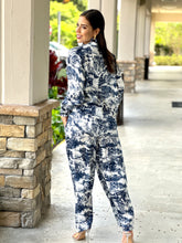 Load image into Gallery viewer, &quot;Sabrina&quot; Printed Satin Button Up Blouse And Matching Pants
