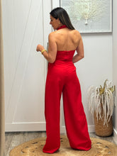 Load image into Gallery viewer, “Hanna&quot; Halter Tie Front Split Jumpsuit
