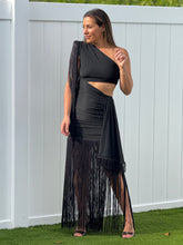 Load image into Gallery viewer, &quot;Claire&quot; One side Off shoulder, long sleeve , Ruched Detail On stomach area , Slit On the back
