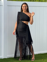 Load image into Gallery viewer, &quot;Claire&quot; One side Off shoulder, long sleeve , Ruched Detail On stomach area , Slit On the back
