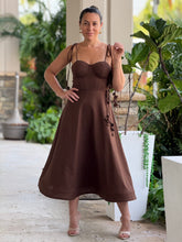 Load image into Gallery viewer, &quot;Emilie&quot; Bustier Shoulder Tie Midi Dress
