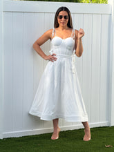 Load image into Gallery viewer, &quot;Emilie&quot; Bustier Shoulder Tie Midi Dress
