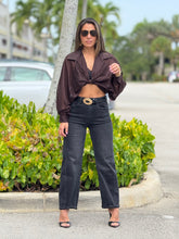Load image into Gallery viewer, &quot;Anabelle&quot; Long Sleeve Crop Top, Ties In The Front
