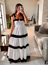 Load image into Gallery viewer, Color Block contrast Tiered Maxi Dress
