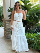 Load image into Gallery viewer, &quot;Chiara&quot; Eyelet Button Down Crop Top And Matching Maxi Skirt Set
