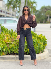Load image into Gallery viewer, &quot;Anabelle&quot; Long Sleeve Crop Top, Ties In The Front
