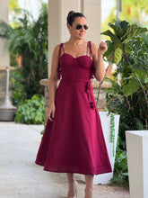 Load image into Gallery viewer, &quot;Emilie&quot; Bustier Shoulder Tie Midi Dress
