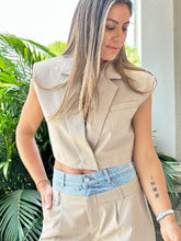 Load image into Gallery viewer, &quot;Camille&quot; Denim Waistband Pants And Vest Set
