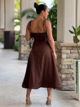 Load image into Gallery viewer, &quot;Emilie&quot; Bustier Shoulder Tie Midi Dress
