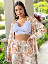 Load image into Gallery viewer, &quot;Sabrina&quot; Printed Satin Button Up Blouse And Matching Pants
