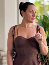 Load image into Gallery viewer, &quot;Emilie&quot; Bustier Shoulder Tie Midi Dress
