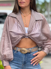 Load image into Gallery viewer, &quot;Anabelle&quot; Long Sleeve Crop Top, Ties In The Front
