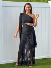 Load image into Gallery viewer, &quot;Claire&quot; One side Off shoulder, long sleeve , Ruched Detail On stomach area , Slit On the back
