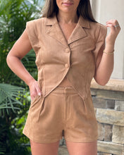 Load image into Gallery viewer, &quot;Capri&quot; Suede Sleeveless Tailored Vest Top With Matching Shorts
