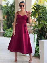 Load image into Gallery viewer, &quot;Emilie&quot; Bustier Shoulder Tie Midi Dress
