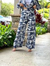 Load image into Gallery viewer, &quot;Sabrina&quot; Printed Satin Button Up Blouse And Matching Pants
