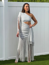 Load image into Gallery viewer, Claire&quot; One side Off shoulder, long sleeve , Ruched Detail On stomach area , Slit On the back
