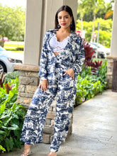 Load image into Gallery viewer, &quot;Sabrina&quot; Printed Satin Button Up Blouse And Matching Pants
