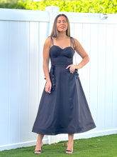 Load image into Gallery viewer, &quot;Emilie&quot; Bustier Shoulder Tie Midi Dress
