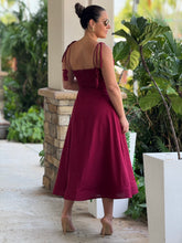 Load image into Gallery viewer, &quot;Emilie&quot; Bustier Shoulder Tie Midi Dress
