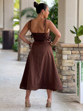 Load image into Gallery viewer, &quot;Emilie&quot; Bustier Shoulder Tie Midi Dress
