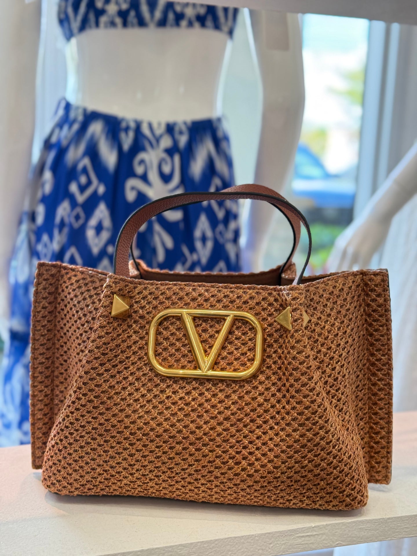 Raffia V Handbag