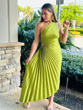 Load image into Gallery viewer, &quot;Esperanza&quot; Pleaded One Shoulder Sleeve Midi Dress
