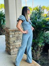Load image into Gallery viewer, &quot;Dabe&quot; Washed Denim One Shoulder Sleeve Jumpsuit
