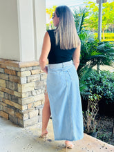 Load image into Gallery viewer, &quot;Daniella&quot; Belted Denim Skirt With Rhinestones Details

