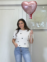 Load image into Gallery viewer, &quot;Diana&quot; Short Sleeve Hearts Details Knit Sweater
