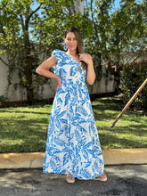 Load image into Gallery viewer, &quot;Azul&quot; One Shoulder Tropical Dress
