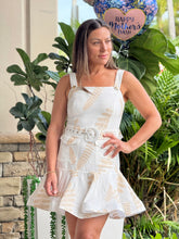 Load image into Gallery viewer, &quot;Olivia&quot; Women Woven Embroidery Sleeveless Mini Dress with Front Pockets and Self Belt
