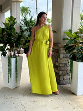 Load image into Gallery viewer, &quot;Mimi&quot; One Shoulder Sleeveless Buckle And Belt Maxi Dress

