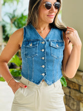Load image into Gallery viewer, &quot; Val&quot; Denim Button Up Stretchy  Vest
