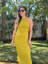 Load image into Gallery viewer, &quot;Paloma&quot; Sleeveless Racerback Ribbed knit Bodycon Midi Dress With Back Slit Detail.
